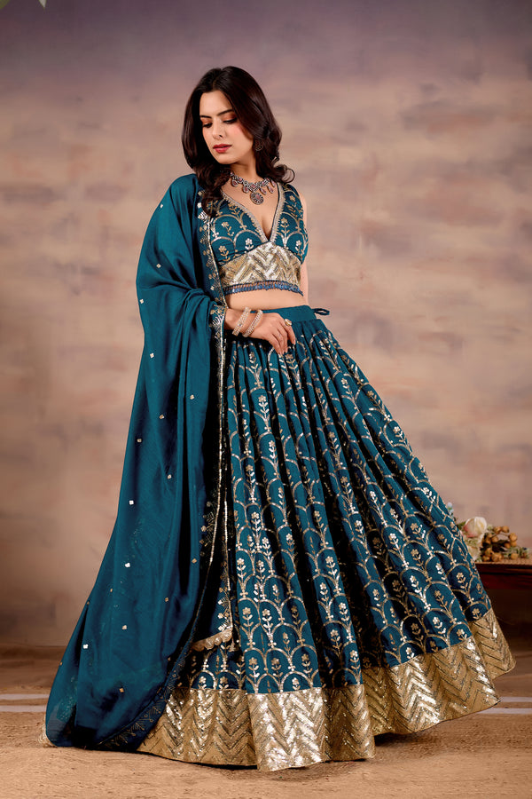 Teal Blue Lehenga Choli – Custom Fit Indian Wedding Wear