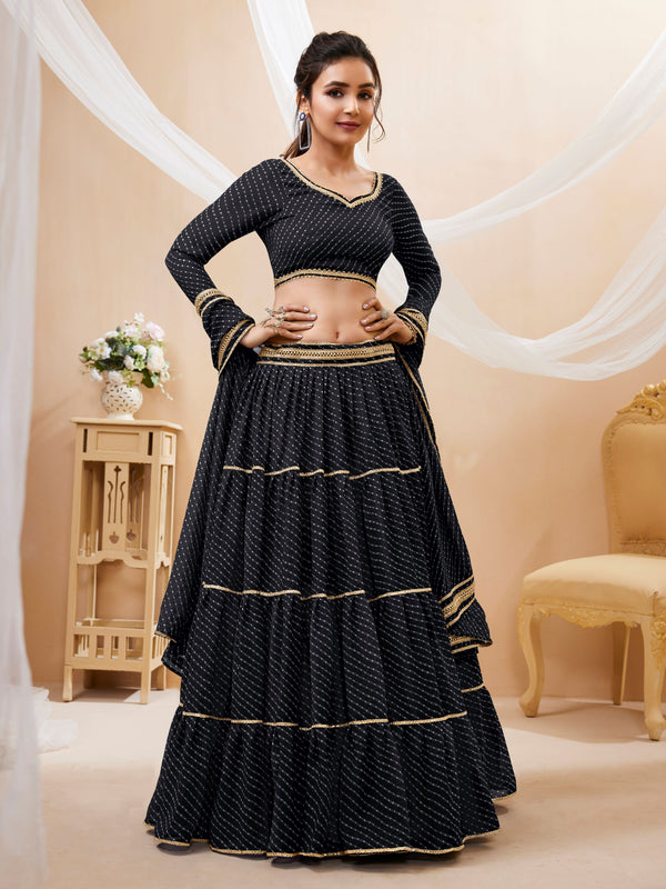 Elegant Black Georgette Lehenga for Women