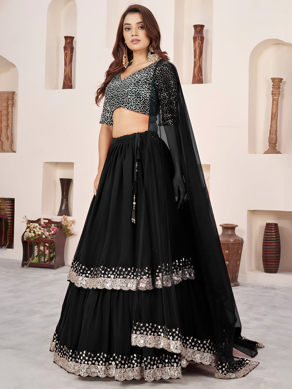 Georgette Ruffle Lehenga Choli for Women