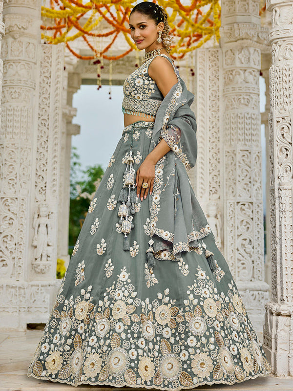Gray Ready-to-Wear Designer Lehenga Choli