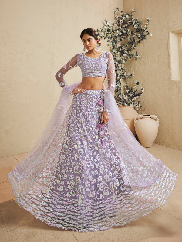 Lavender Lehenga Choli – Indian Party Wear Outfit