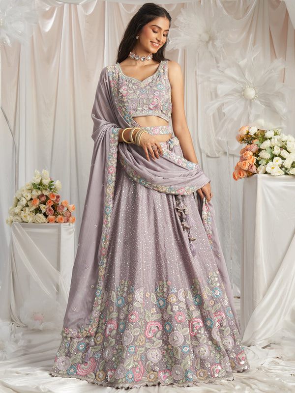 Ethnic Bridal Wear Lavender Lehenga Choli