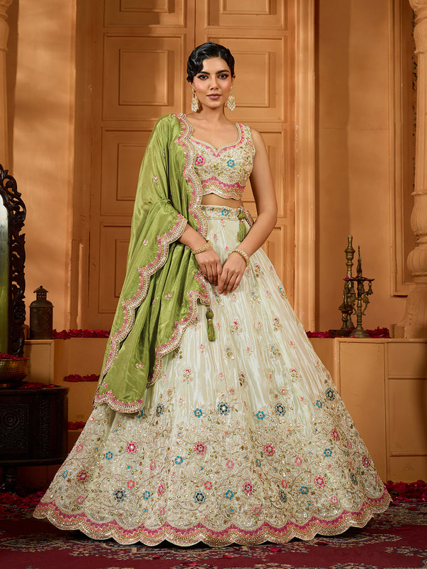 Heavy Work Tissue Lehenga Choli For Women