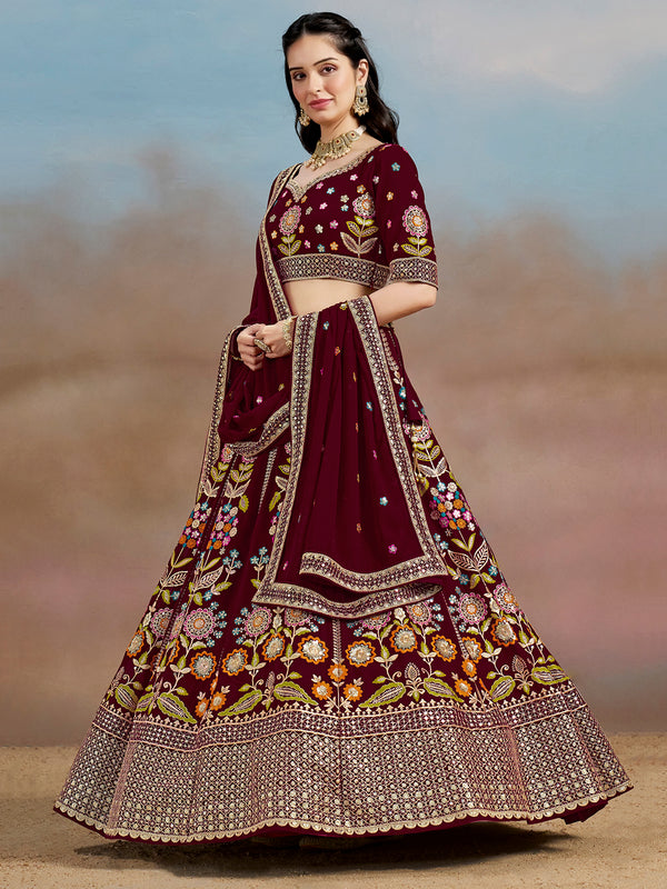 Indian Georgette Embroidered Lehenga Choli for Wedding