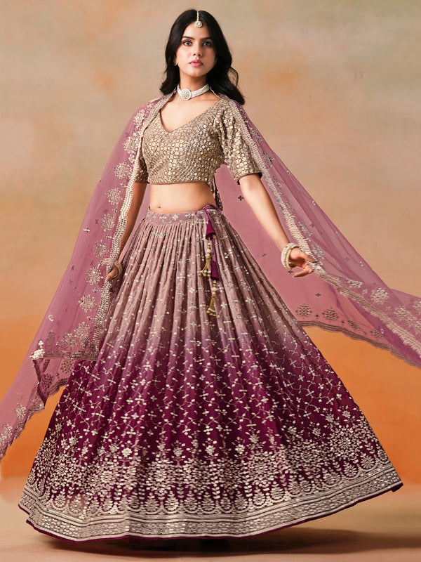Maroon Designer Georgette Lehenga Choli for Women