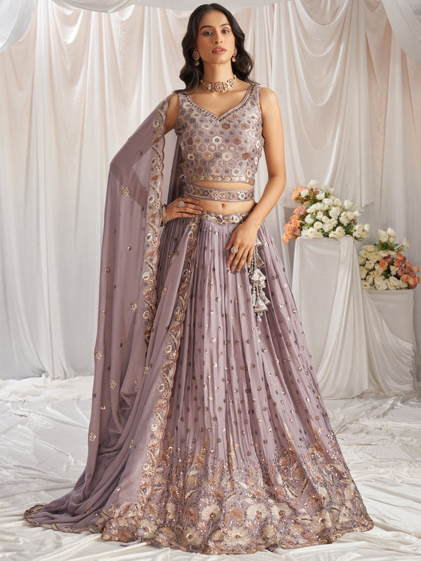 Mauve Traditional Indian Wedding Lehenga Choli
