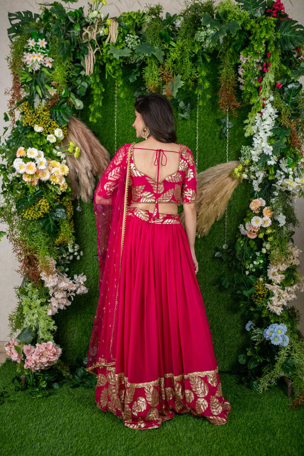 Pink Georgette Lehenga Choli For Wedding