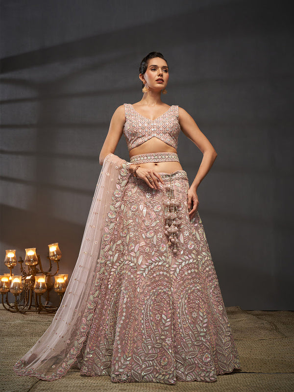 Designer Mauve Bridal Lehenga Choli