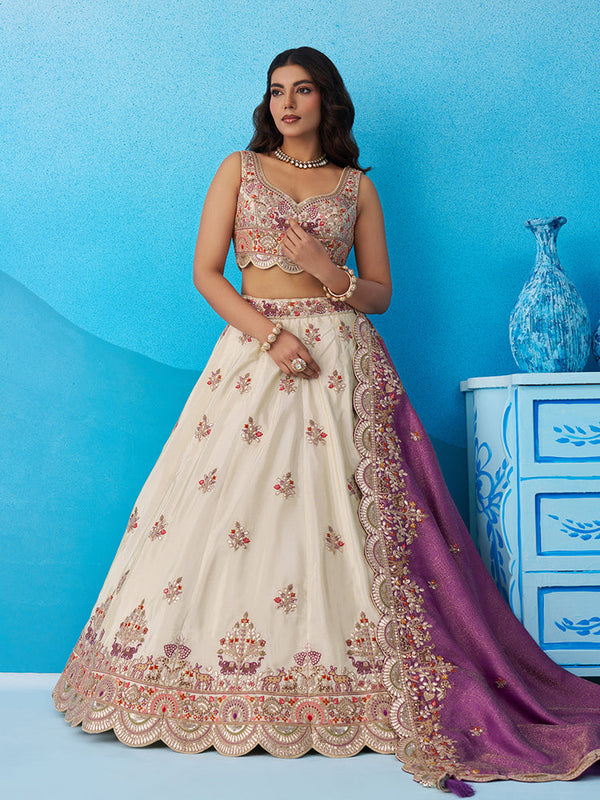 Purple Sequins Embroidered Bridal Lehenga Choli