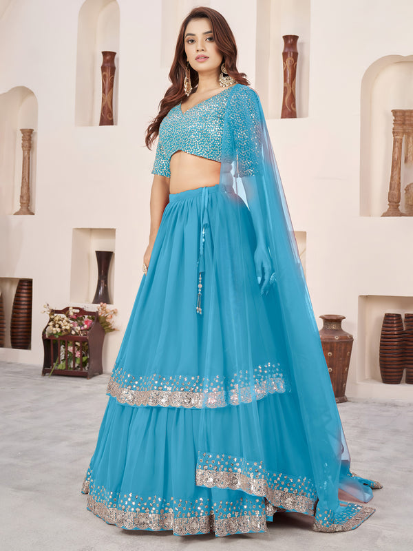 Heavy Sequin Georgette Lehenga Choli for Women