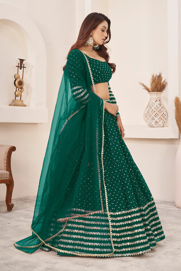 Wedding Wear Sequins Georgette Lehenga Choli