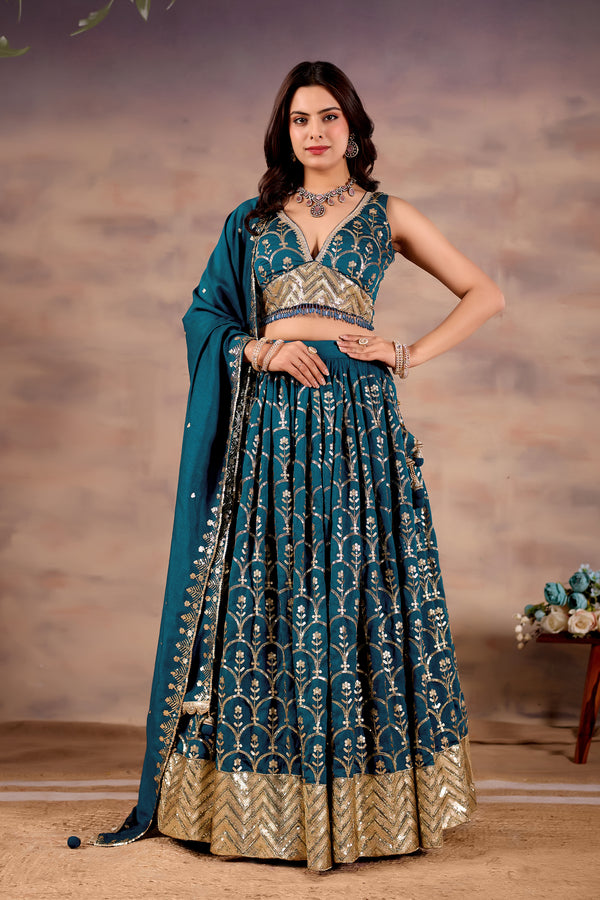 Teal Blue Lehenga Choli – Custom Fit Indian Wedding Wear