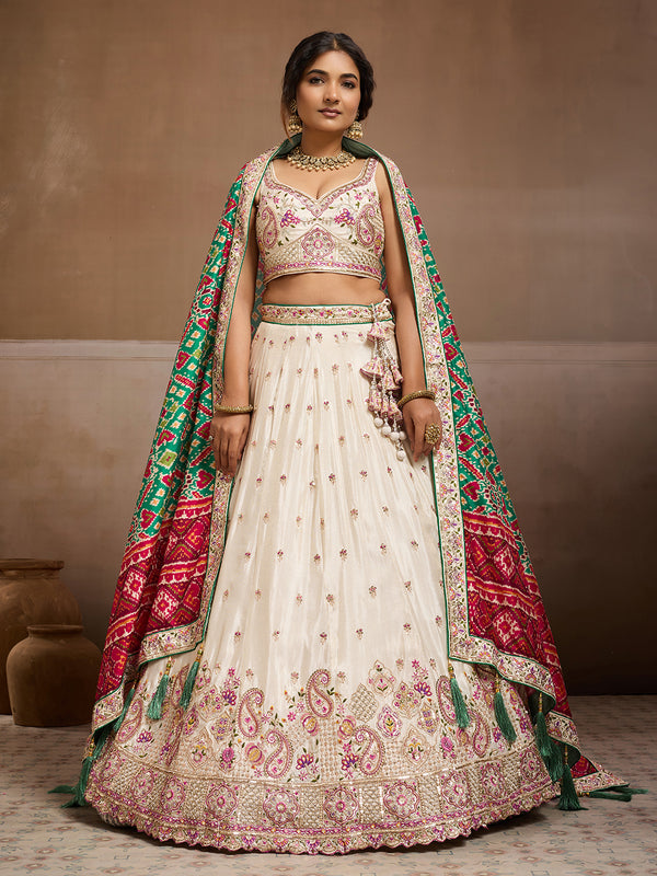 Traditional Indian Tissue Lehenga Choli