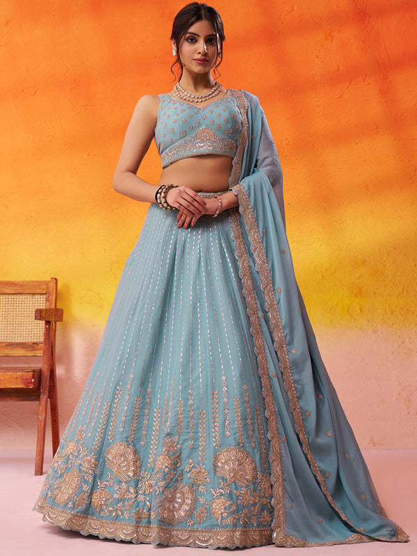 Wedding Special Designer Wear Tissue Lehenga Choli