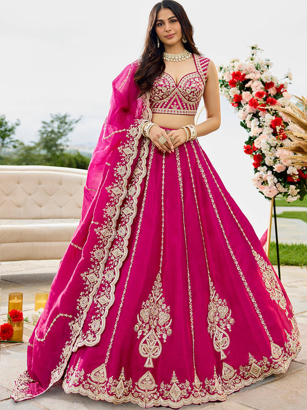 Pink Traditional Silk Lehenga Choli for Wedding