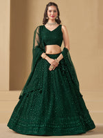 Emerald Green Georgette Lehenga Set