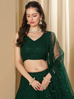 Emerald Green Georgette Lehenga Set
