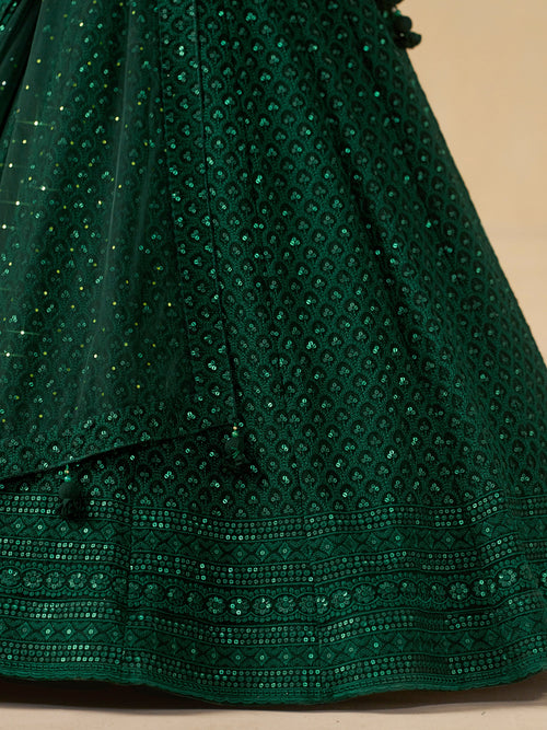 Emerald Green Georgette Lehenga Set