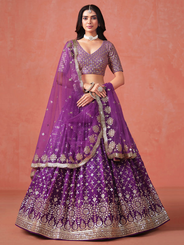 Purple Ombre Georgette Lehenga Choli