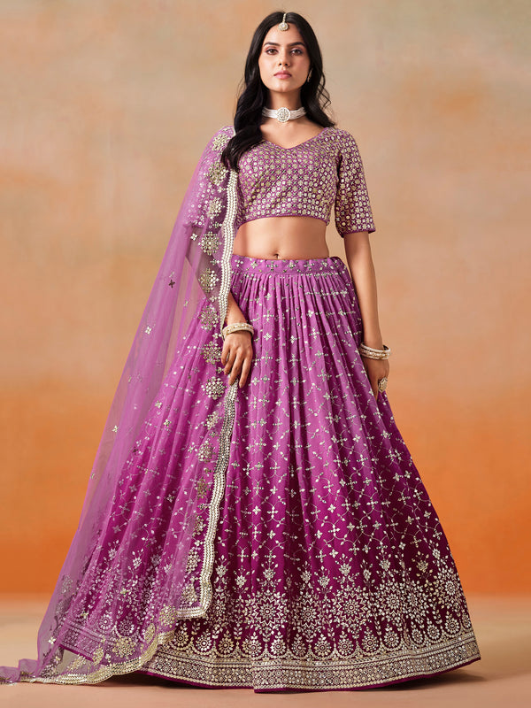 Rani Pink Ombre Georgette Lehenga Choli