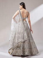 beige net lehenga with mirror embroidery