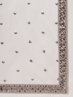 beige net lehenga with mirror embroidery