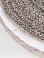 beige net lehenga with mirror embroidery