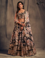 black embroidered organza lehenga with elegant dupatta