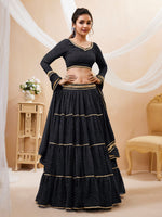 blue georgette lehenga choli with leheriya print