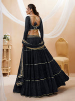 designer blue leheriya lehenga for wedding wear