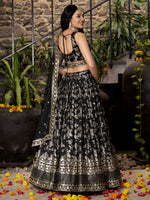 black indian wedding lehenga choli with embroidery