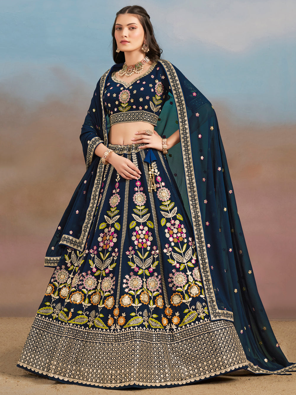 Women’s Georgette Embroidered Lehenga Choli