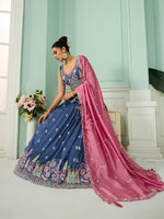 blue indian wedding lehenga with sequins work