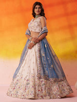 blue designer tissue lehenga choli with embroidered dupatta