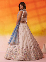 blue bridal lehenga with sequins embroidery for women