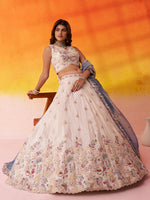 blue wedding lehenga choli with unstitched blouse