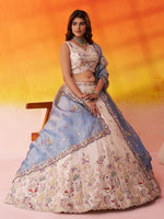 blue tissue fabric lehenga for indian wedding