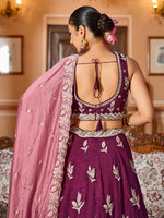 purple embroidered silk lehenga choli for bridal wear
