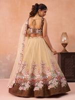 brown embroidered semi stitched lehenga choli for women