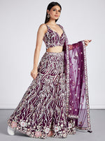 embroidered burgundy lehenga for festive occasions