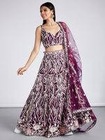 embroidered burgundy lehenga for festive occasions