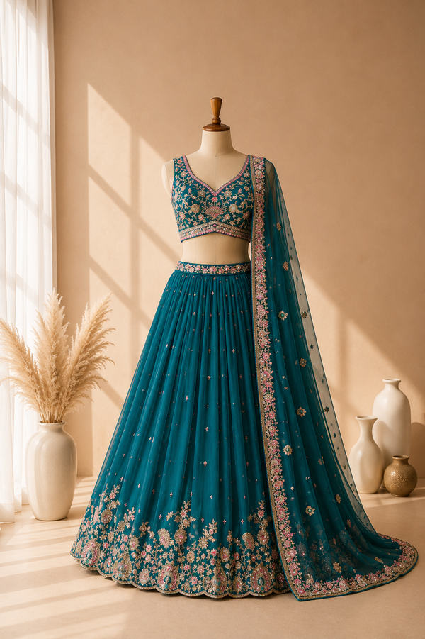 Noor Teal Lehenga