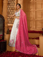 cream designer silk wedding lehenga with sequins work