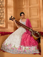 cream bridal silk lehenga with unstitched blouse