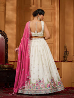 cream embroidered silk lehenga for indian wedding
