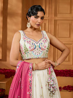 cream ethnic silk lehenga for wedding and reception
