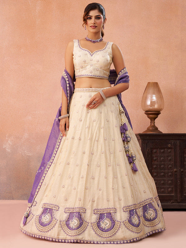 Cream Luxury Bridal Lehenga Set for Women
