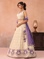 cream wedding lehenga set with heavy beads and sequins