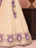 cream ethnic jacquard lehenga set with heavy embroidery