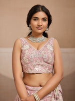 cream semi stitched lehenga with embroidered dupatta